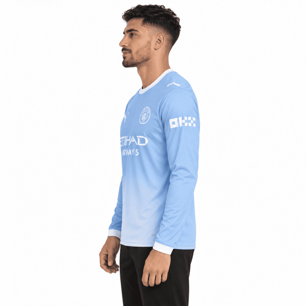 Manchester City home long sleeve jersey 2026/27 in light blue with club crest.