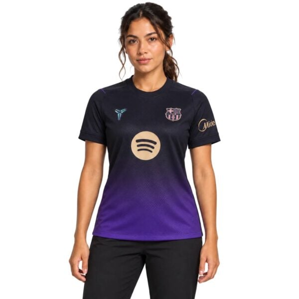 Barcelona Away Women Jersey 202627 black and purple shirt front view - UAE SPORT STORE Barcelona Away Women Jersey 2026/27 black and purple shirt front view