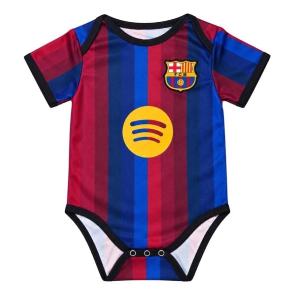 Barcelona Home Baby 202627 blaugrana bodysuit front view with crest - UAE SPORT STORE Barcelona Home Baby 2026/27 blaugrana bodysuit front view with crest