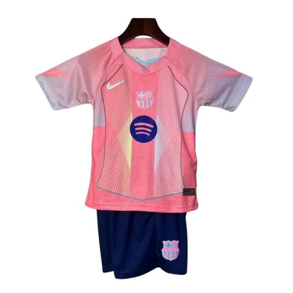 barcelona-pink-spotify-kids-kit-front - UAE SPORT STORE Barcelona Pink Kids Kit - jersey and shorts set