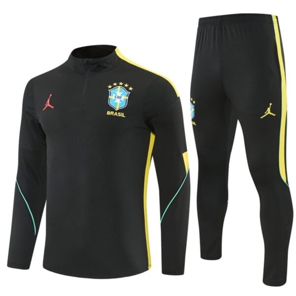 Brazil Jordan Training Tracksuit front view of top and pants - UAE SPORT STORE Brazil Jordan Training Tracksuit front view of top and pants