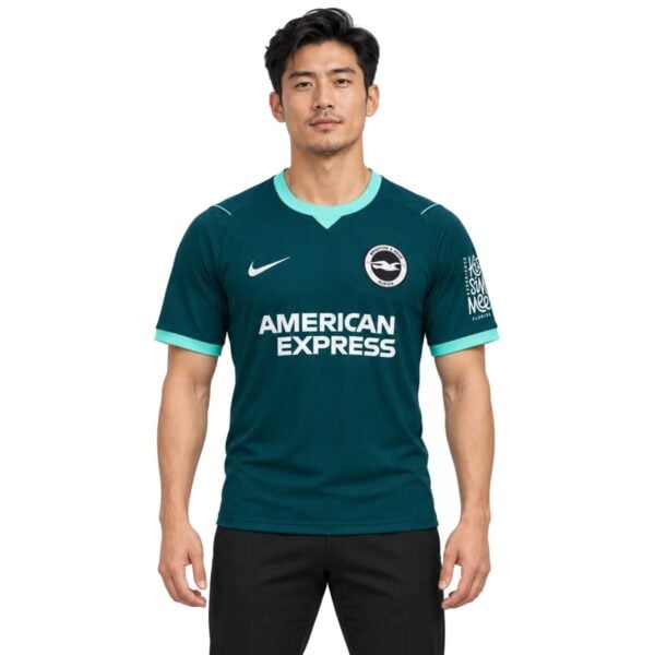 Brighton Hove Albion Third Jersey 202627 deep teal front view with American Express sponsor - UAE SPORT STORE Brighton & Hove Albion Third Jersey 2026/27 deep teal front view with American Express sponsor