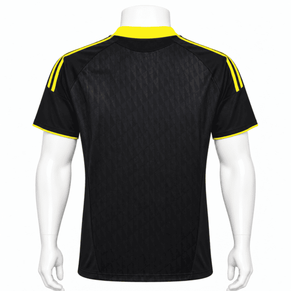 Liverpool third kit 2010/11 black with yellow accents on shoulders and collar.