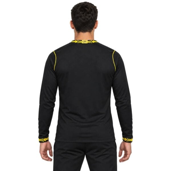 Chelsea Away Long Sleeve Jersey 2026/27 back view in black with yellow shoulder piping