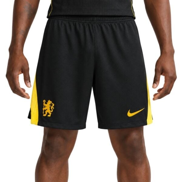 Chelsea Away Short 2026/27 black shorts front view with yellow lion crest