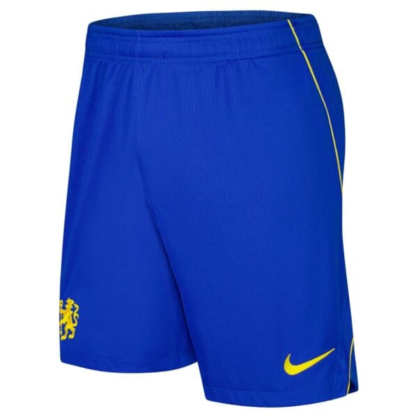 Chelsea Home Short 202627 blue shorts front view with lion crest - UAE SPORT STORE Chelsea Home Short 2026/27 blue shorts front view with lion crest