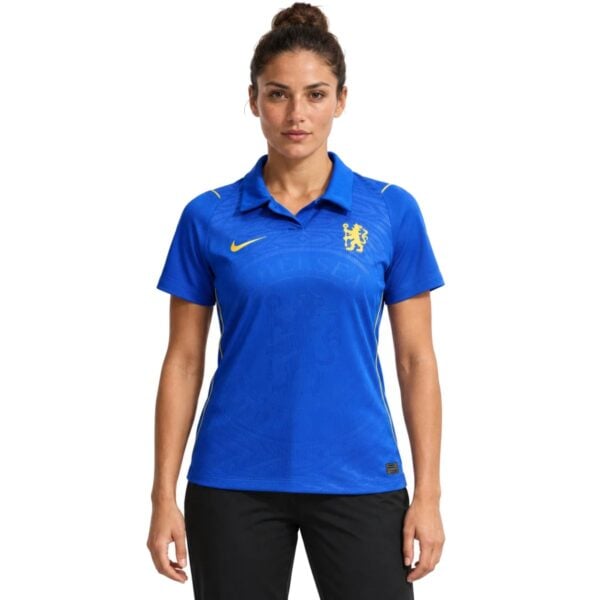 Chelsea Home Women Jersey 202627 blue shirt front view with lion crest - UAE SPORT STORE Chelsea Home Women Jersey 2026/27 blue shirt front view with lion crest