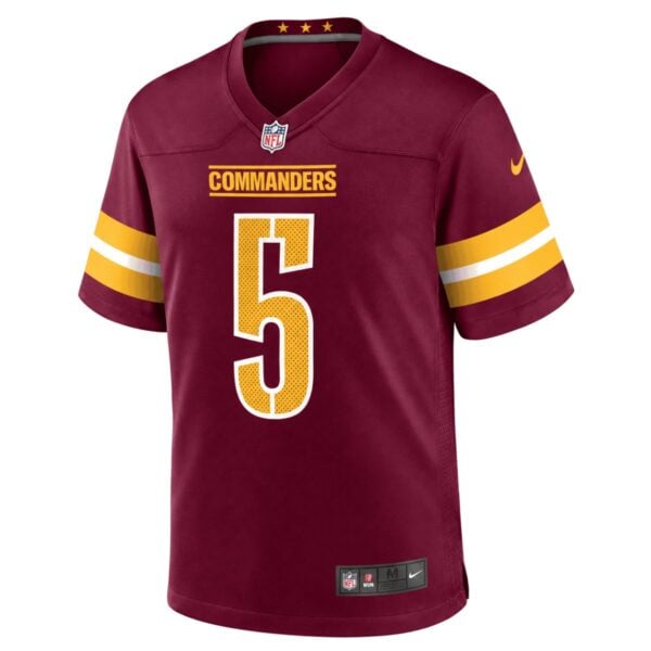 Washington Commanders Jayden Daniels home jersey front view in burgundy and gold - UAE SPORT STORE Washington Commanders Jayden Daniels home jersey front view in burgundy and gold