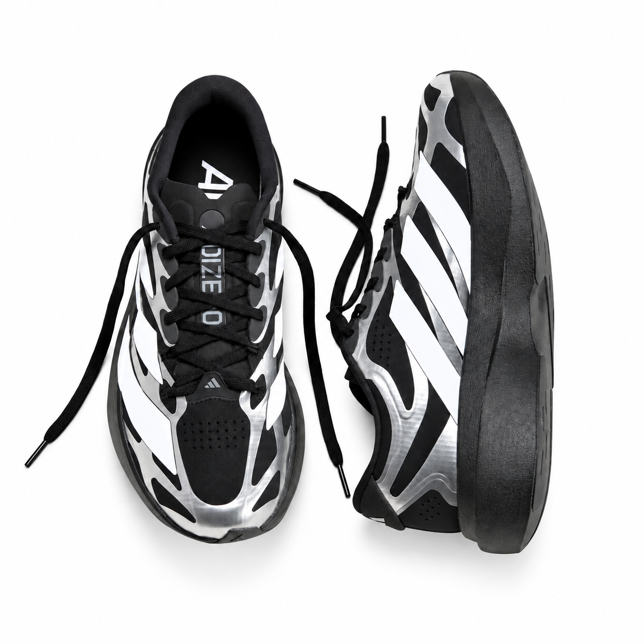 da686418-4f6a-43db-a2ac-e57941def82c - UAE SPORT STORE Adidas Adizero Evo SL EXO running shoes in black and white with black laces.