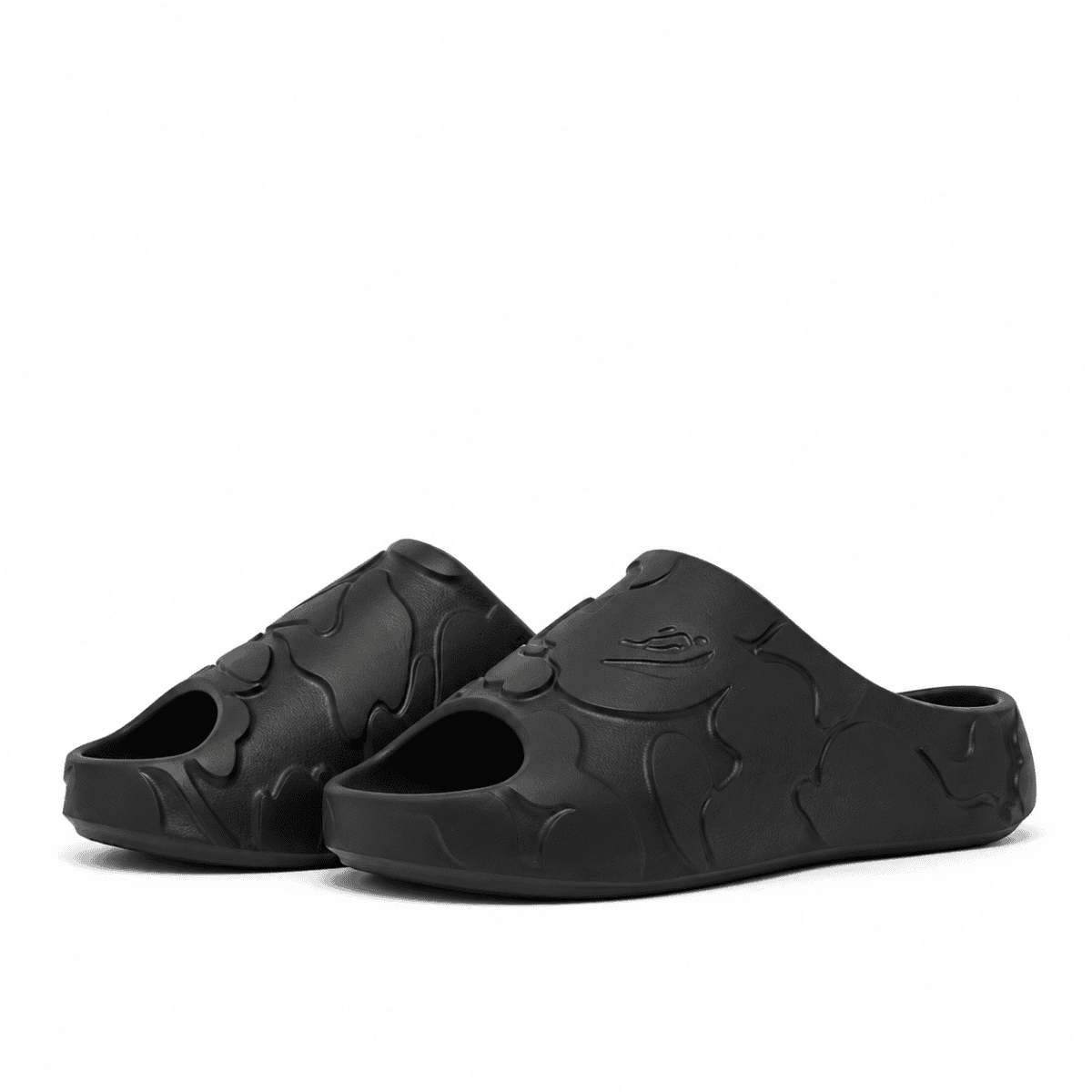 Black Bape Slides with embossed logo and textured design.