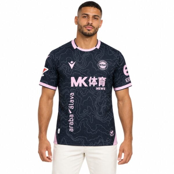 Deportivo Alaves Away Jersey 2026/27 navy pink front view