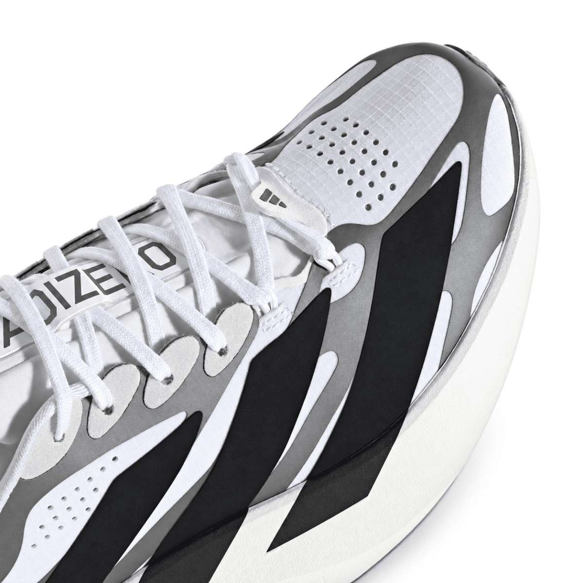 Adidas Adizero Evo SL EXO trainers in Cloud White and Core Black.