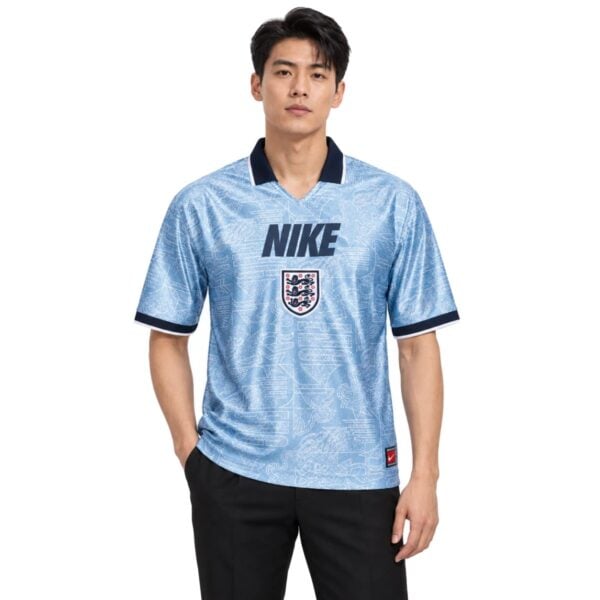 England Dri-FIT Energy Jersey 202627 sky blue front view with navy Nike wordmark - UAE SPORT STORE England Dri-FIT Energy Jersey 2026/27 sky blue front view with navy Nike wordmark