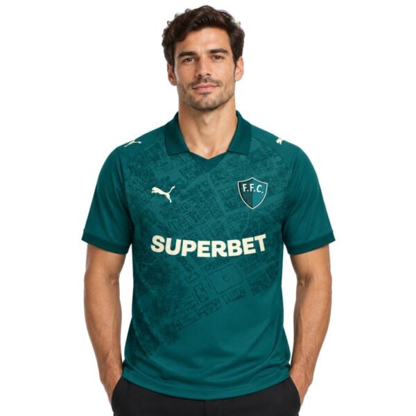 Fluminense Third Jersey 20262027 front teal green shirt with city-map print - UAE SPORT STORE Fluminense Third Jersey 2026/2027 front – teal green shirt with city-map print