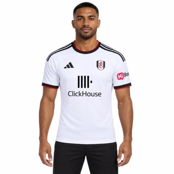 Fulham Home Jersey 202627 white shirt front view with club crest - UAE SPORT STORE Fulham Home Jersey 2026/27 white shirt front view with club crest