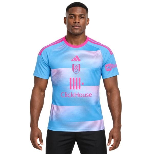 Fulham Third Jersey 2026/27 sky blue front view with pink ClickHouse sponsor