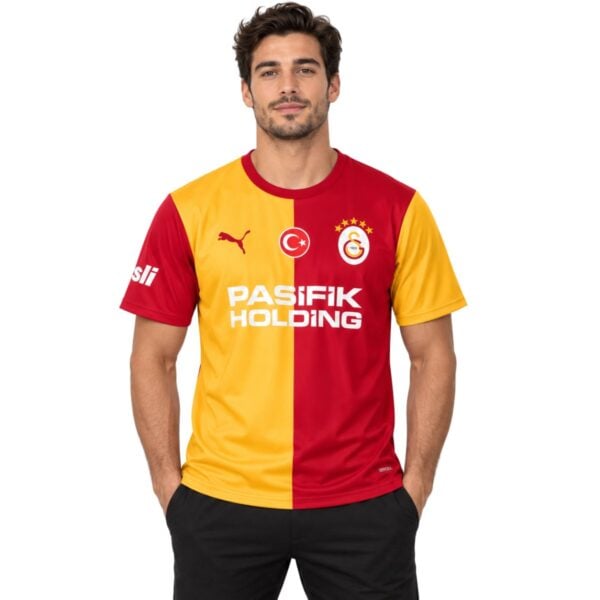 Galatasaray Home Jersey 202627 front half yellow half red shirt - UAE SPORT STORE Galatasaray Home Jersey 2026/27 front – half yellow half red shirt