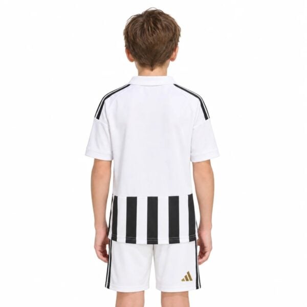 Juventus Home Kit Kids 2026/27 back view striped kit with white shorts