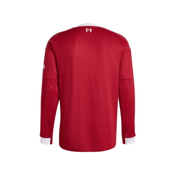 Red football jersey with white cuffs, back view, no visible logos or sponsors.