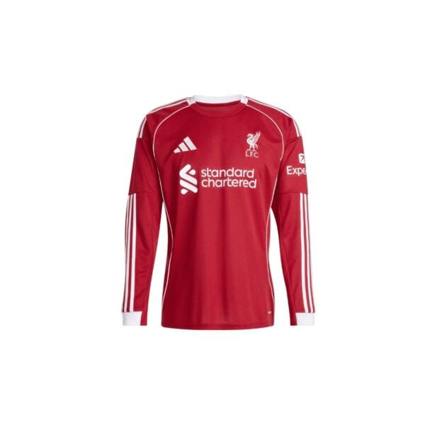 Liverpool FC home kit jersey for 2023 season in red with white accents.