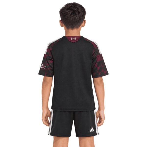 Liverpool Third Kids Kit 2026/27 back view black kit with white adidas stripes