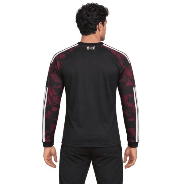 Liverpool Third Long Sleeve Jersey 2026/27 back view in black with white sleeve stripes