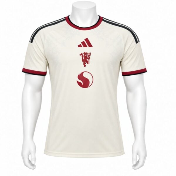 Manchester United Third Player Version Jersey 202627 off-white front view with red devil crest - UAE SPORT STORE Manchester United Third Player Version Jersey 2026/27 off-white front view with red devil crest
