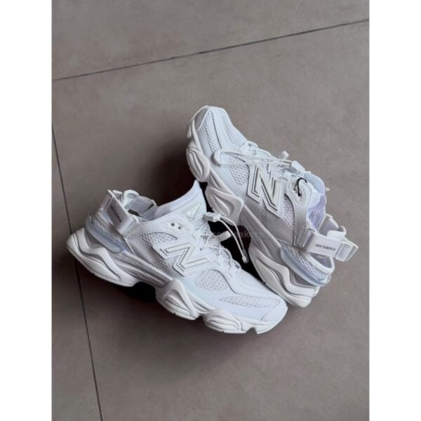 New Balance 9060 Summer White Silver sneakers pair side view - UAE SPORT STORE New Balance 9060 Summer White Silver sneakers pair side view