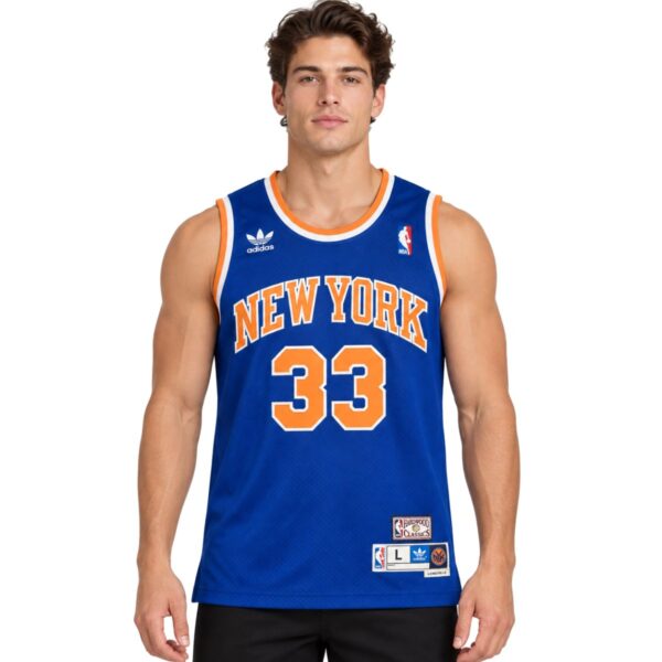 New York Knicks Patrick Ewing 33 Hardwood Classics Jersey front view royal blue - UAE SPORT STORE New York Knicks Patrick Ewing #33 Hardwood Classics Jersey front view – royal blue