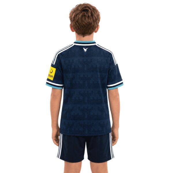 Newcastle United Away Kids Kit 2026/27 back view navy kit with white trim
