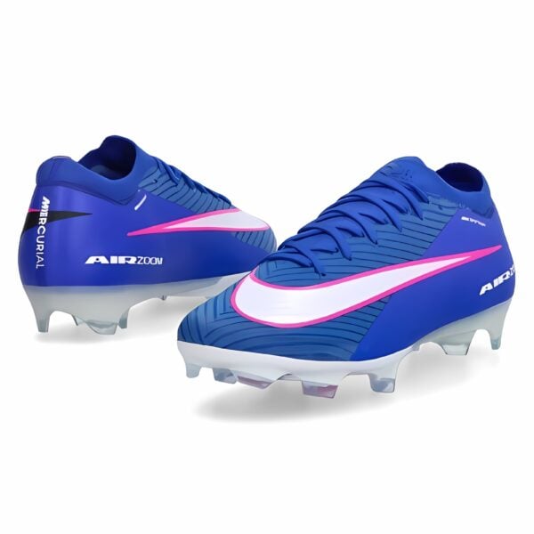 Blue Nike football cleats with pink and white accents for UAE national team.