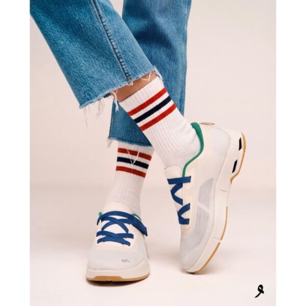 On Running Cloudnova Moon Undyed White Blue sneaker worn with jeans - UAE SPORT STORE On Running Cloudnova Moon Undyed White Blue sneaker worn with jeans