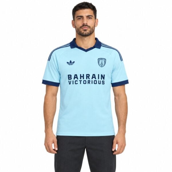 Paris FC Away Jersey 202627 sky blue and navy front view - UAE SPORT STORE Paris FC Away Jersey 2026/27 sky blue and navy front view