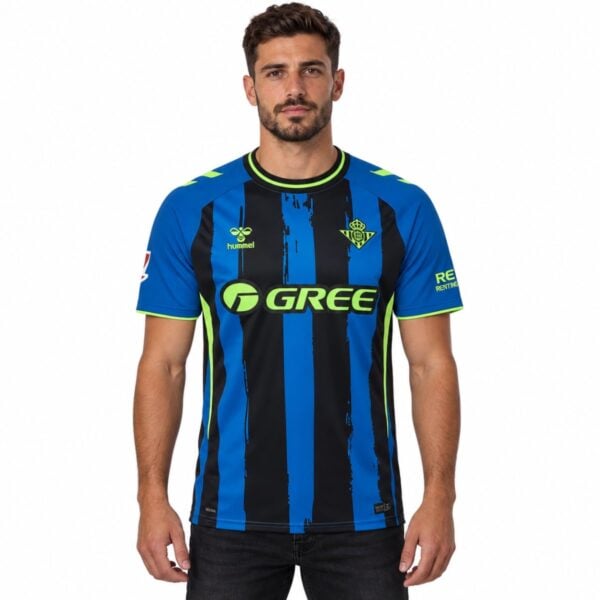 Real Betis Third Jersey 2026/27 blue black and neon green front view