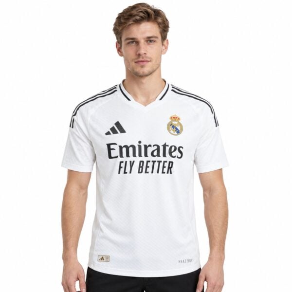 Real Madrid home jersey 2023-24 season white with black accents.