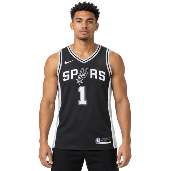 San Antonio Spurs Victor Wembanyama 1 Nike Black Swingman Jersey front view - UAE SPORT STORE San Antonio Spurs Victor Wembanyama #1 Nike Black Swingman Jersey front view