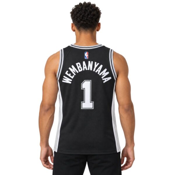San Antonio Spurs Victor Wembanyama Swingman Jersey back view with WEMBANYAMA 1