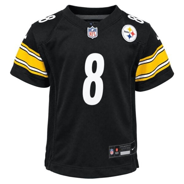 Pittsburgh Steelers Aaron Rodgers home game jersey front view in black with gold sleeve stripes - UAE SPORT STORE Pittsburgh Steelers Aaron Rodgers home game jersey front view in black with gold sleeve stripes