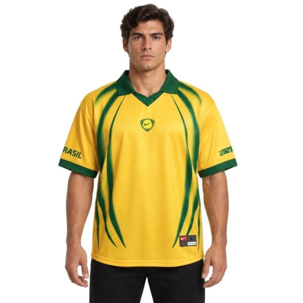 Travis Scott x Nike Brazil Total 90 Retro Jersey yellow shirt front view
