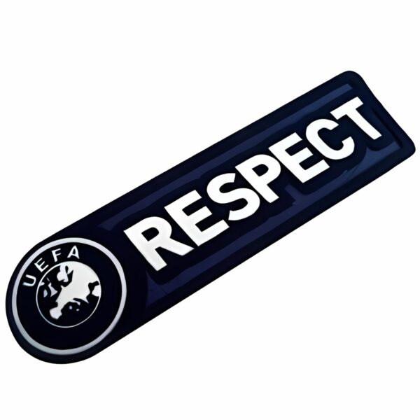 UEFA Respect badge with UEFA logo in black and white.
