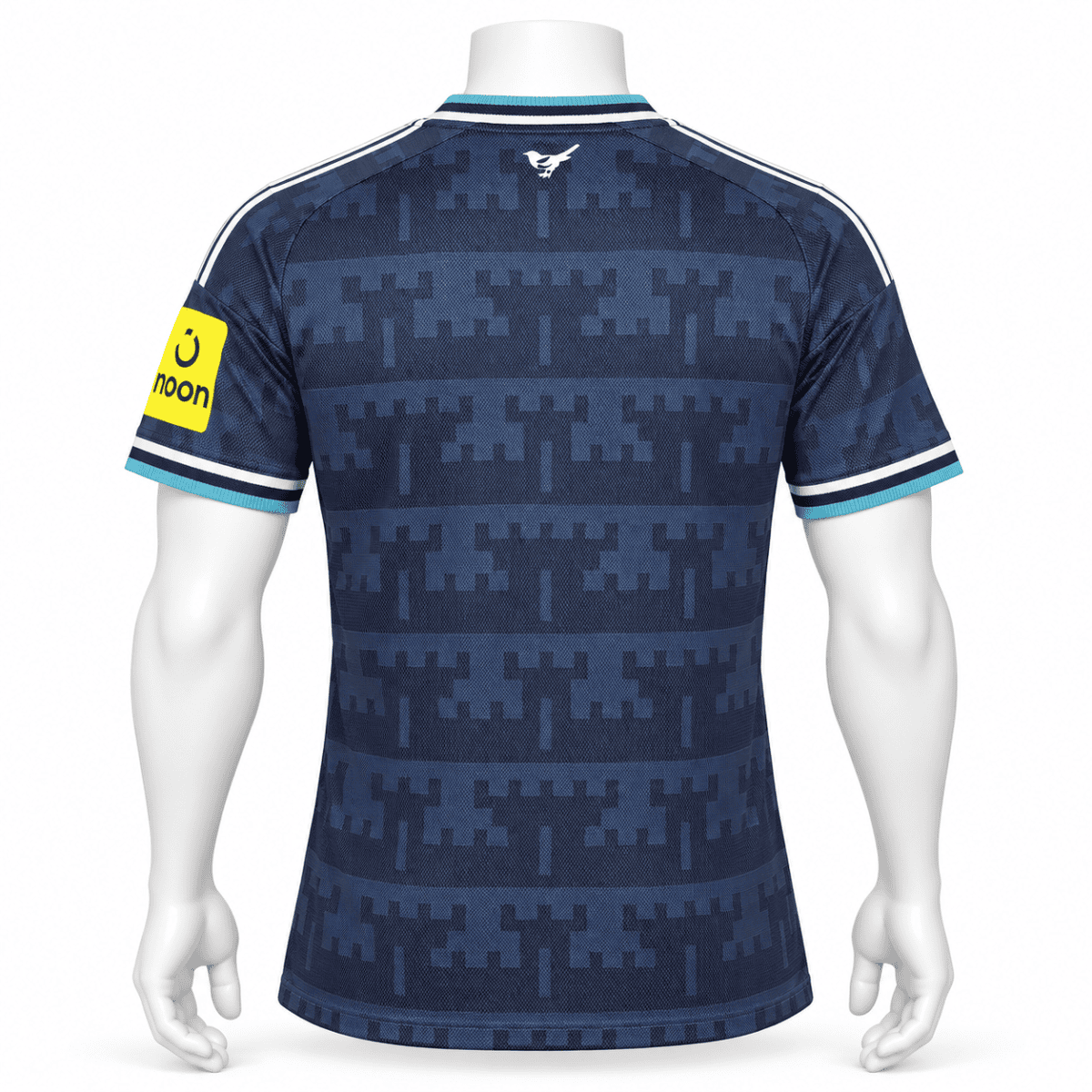 Newcastle United away player jersey 2026/27 in blue with digital camo pattern.