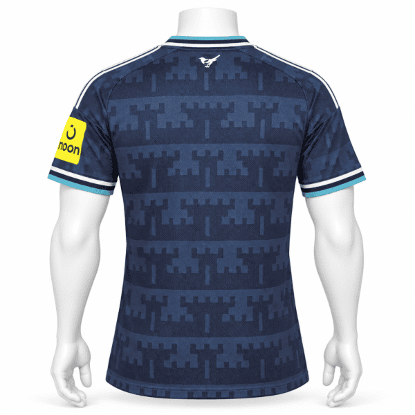 Newcastle United away player jersey 2026/27 in blue with digital camo pattern.