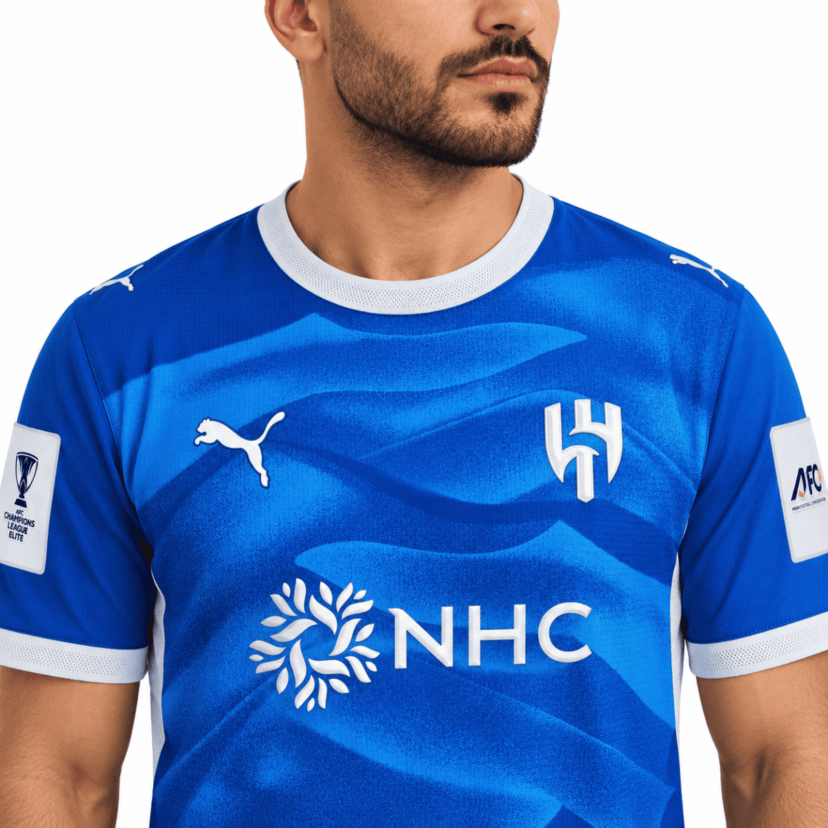 Al Hilal home jersey 2026/27 with blue and white design and club logo.