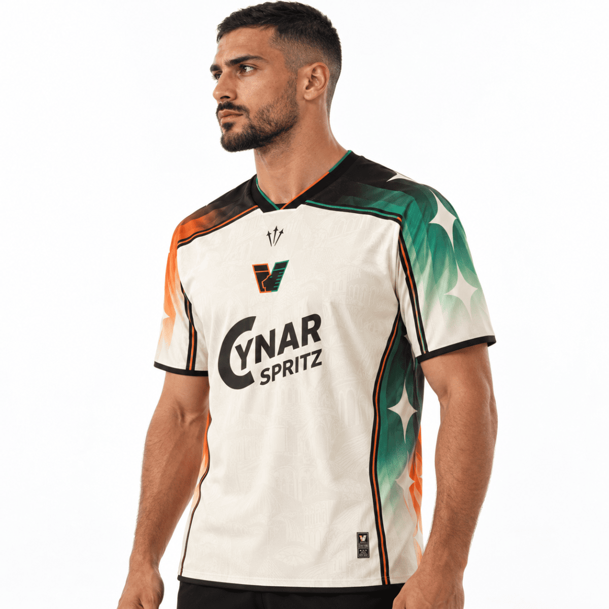 Venezia away football jersey 2026/27 with green, orange, and black accents.
