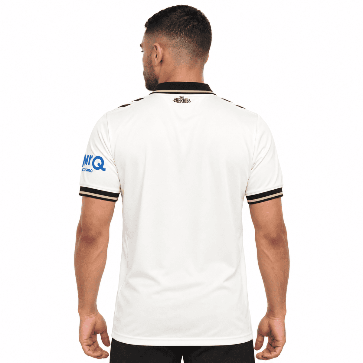 A man wearing AFC Bournemouth third jersey 2026/27 in white with black accents.
