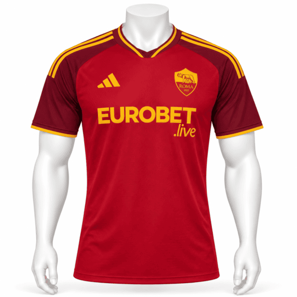 AS Roma home football jersey 2026/27 season red with yellow accents and logo.