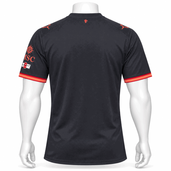 AC Milan third kit jersey for 2026/27 season in black with red and yellow accents.
