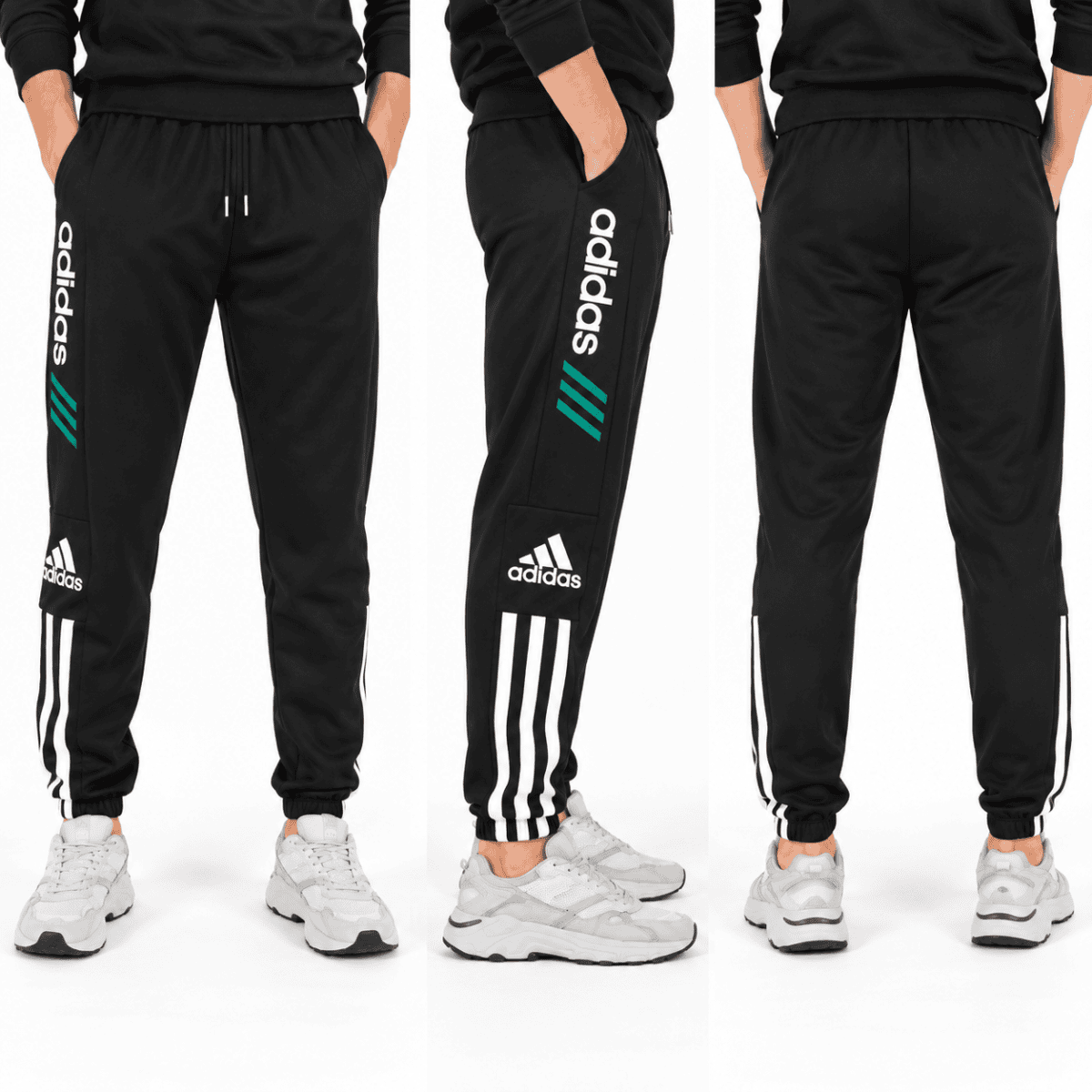 Adidas Linear Jogger Pants 2 Colors (Black / Grey) 6144 - Black front, side and back