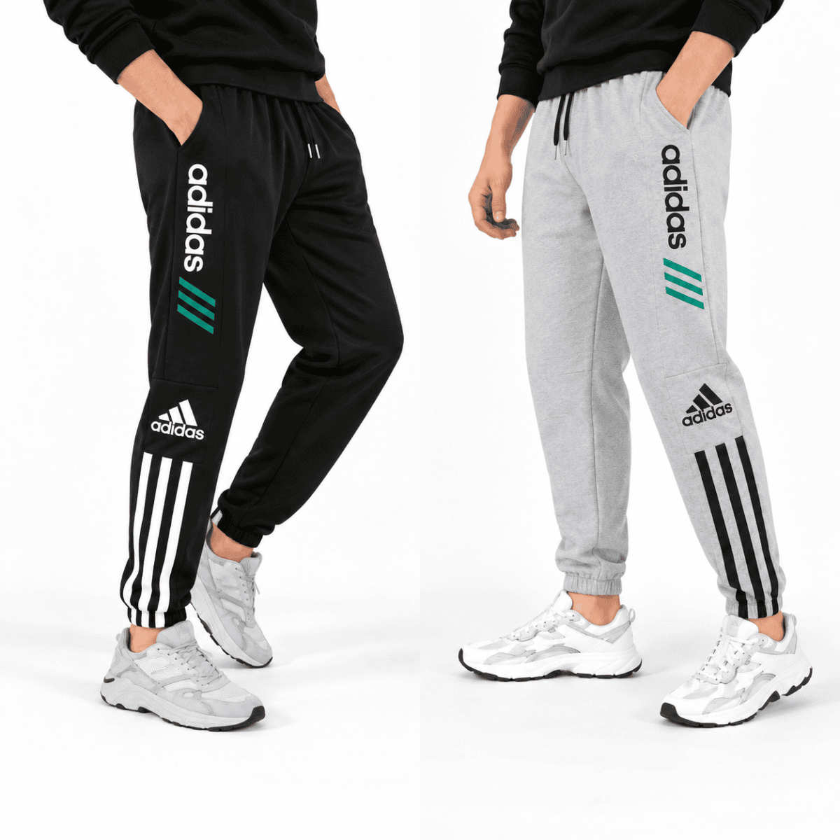 Adidas Linear Jogger Pants 2 Colors (Black / Grey) 6144 - Black and Grey