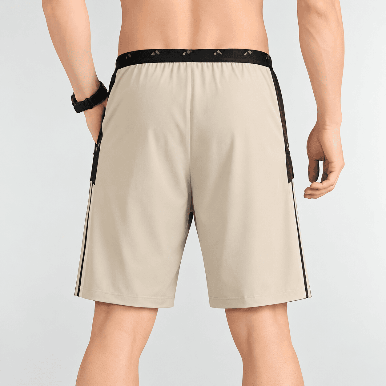 Beige Athletic Shorts Studio Back View - UAE SPORT STORE Adidas Men's Short 3 color - brown back view